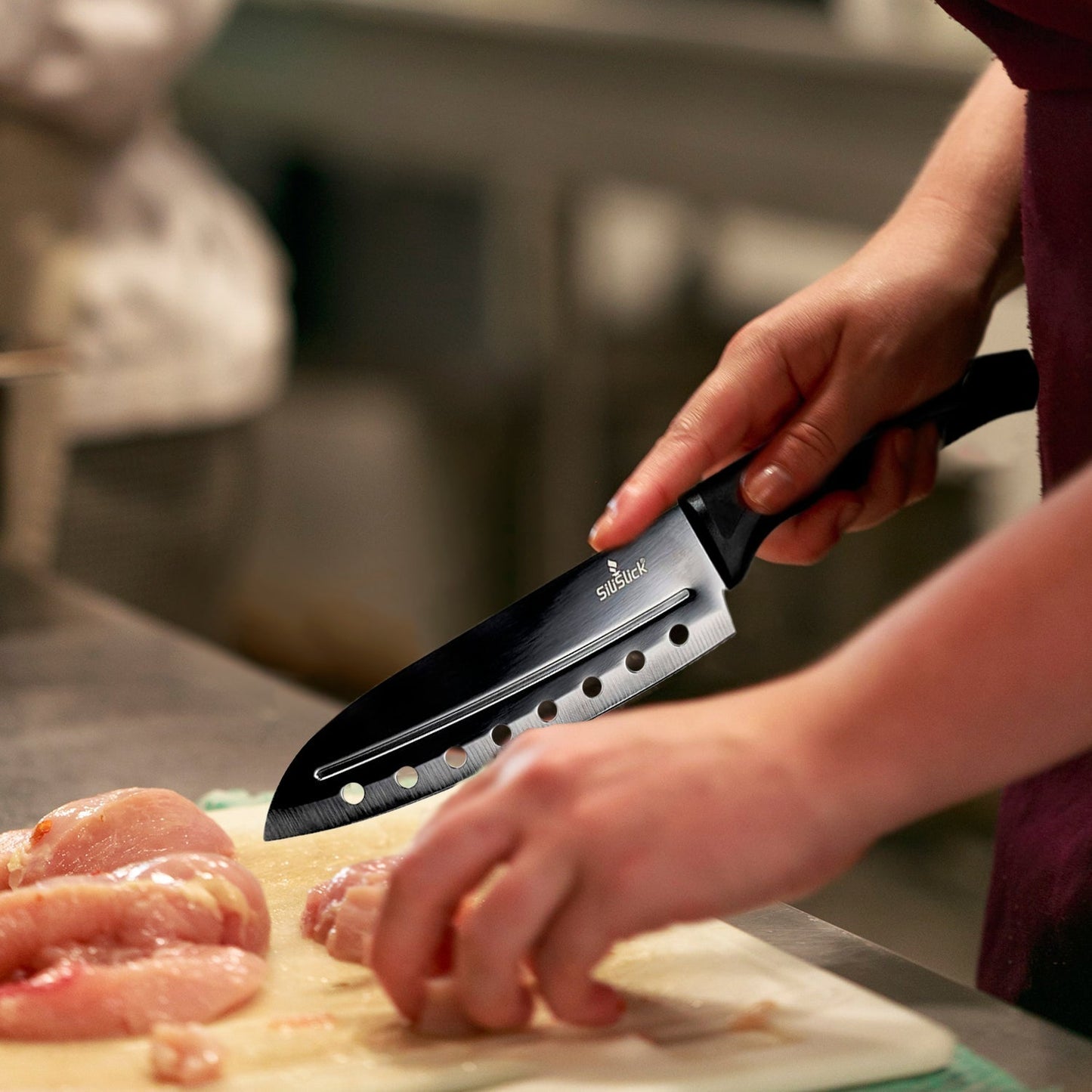 Kitchen Knife Set Kit | Black Handle, Black Blade & Red Magnetic Rack
