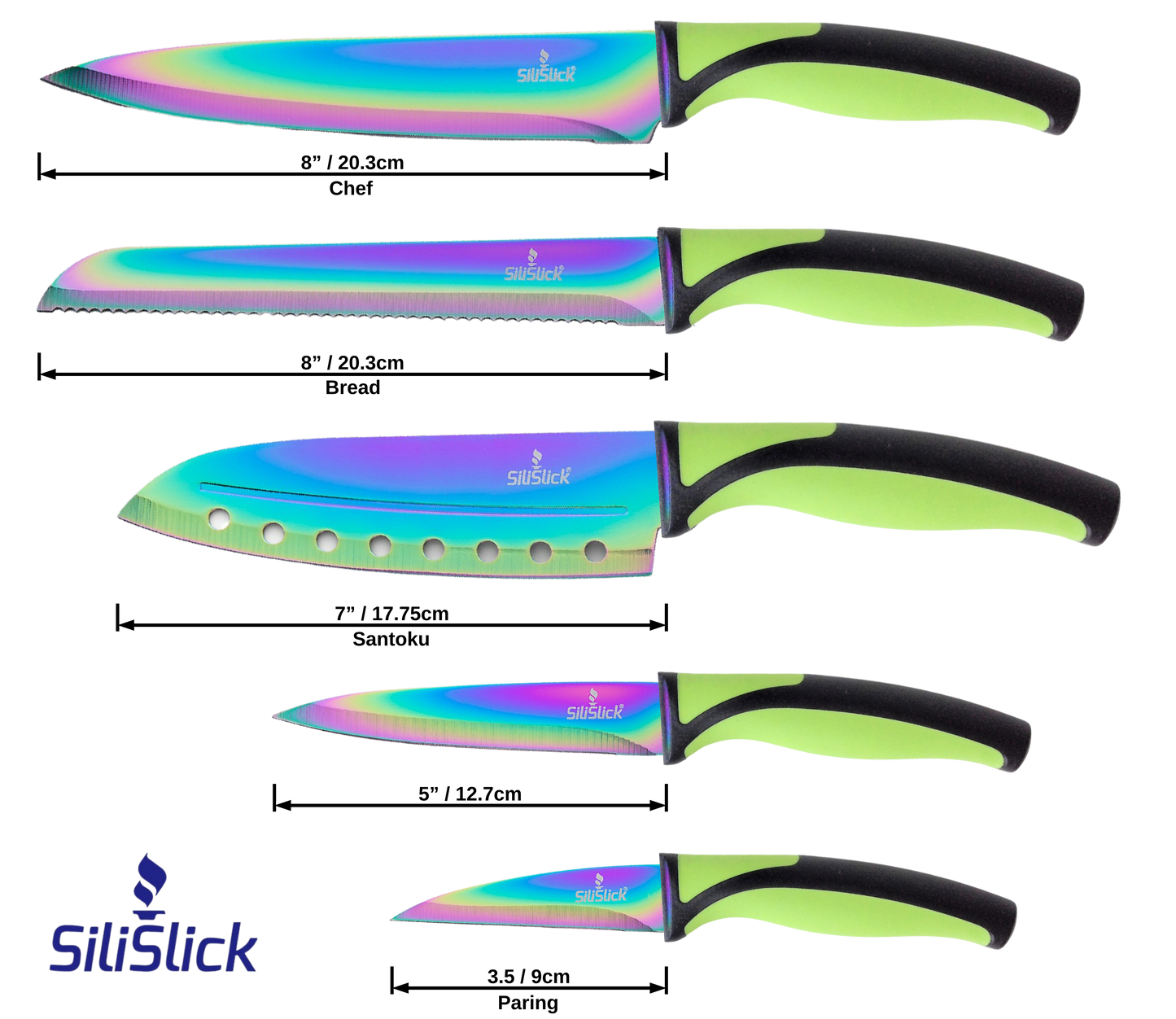 Kitchen Knife Set - Green Handle